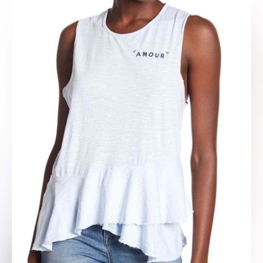 Sundry Amour Light Blue Asymmerical Muscle Tee Size 3 (L) EUC